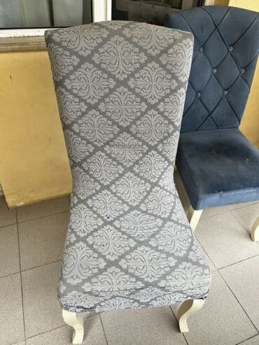 Stullar: Mavi rəngli məxmər və boz rəngli damask naxışlı parçadan hazırlanmış — 3