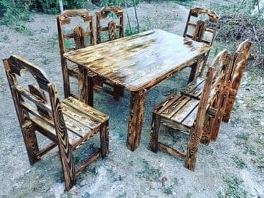 дачный набор стол и стулья: Новый, Квадратный стол, 4 стула, Нераскладной, Со стульями, Дерево — 1