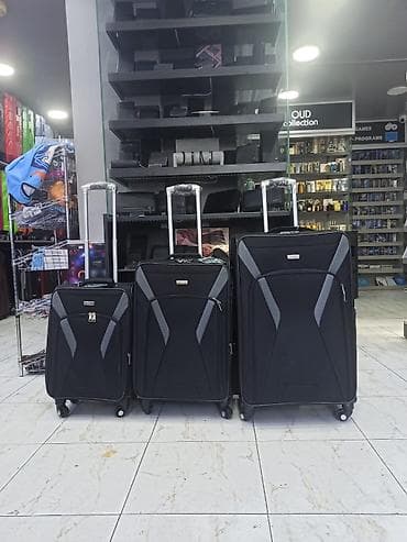 çamta: Səyahət üçün 3-lü çamadan dəsti - Rəng: qara, boz detallarla - — 1