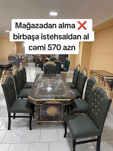 stul stol: Qonaq otağı üçün, Yeni, Açılmayan, Dördbucaq masa, 8 stul — 1