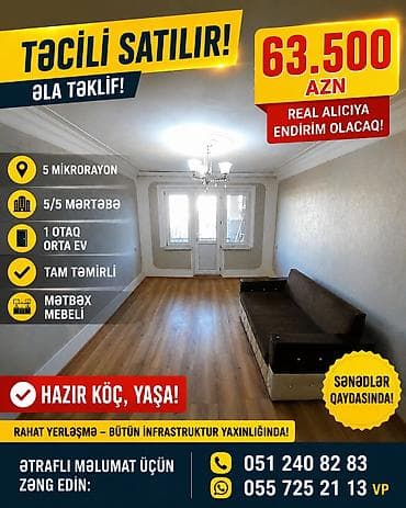 5-ci mikrorayonda yerləşən 1 otaqlı orta ev satışa təqdim olunur lalafo.az -da 5-ci mikrorayonda yerləşən 1 otaqlı orta ev satışa təqdim olunur