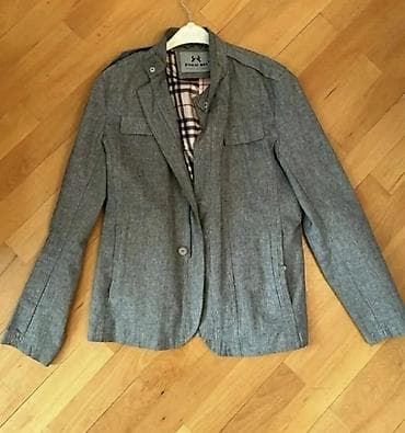 topdan paltar satisi: Kişi üçün şık boz qrey blazer/jaket - Rəng: Açıq boz, melanj toxuma - — 1