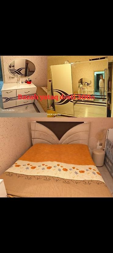 işlenmiş matras: Yataq dəsti satılır 300₼. matrası və bazası var.Ünvan Xırdalan — 1
