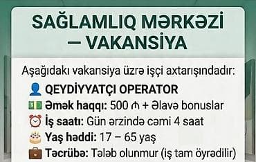 operator: Çağrı mərkəzi operatoru tələb olunur, İstənilən yaş, Təcrübəsiz — 1