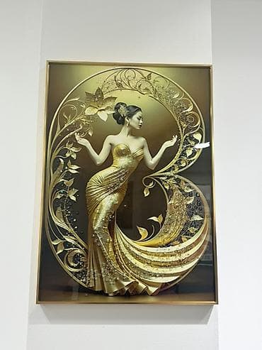 ev sekileri: Demirdi usdu qas isleme ile Qızılı temalı dekorativ tablo - Mövzu — 1