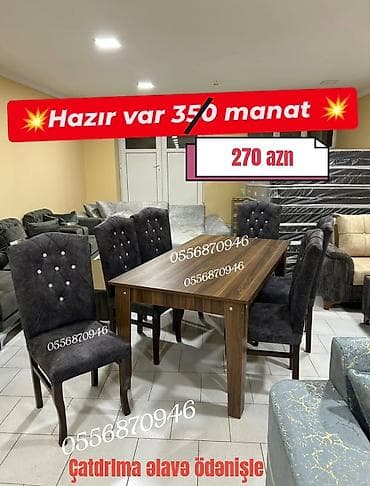 Qonaq otağı üçün, Yeni, Açılmayan, Dördbucaq masa, 6 stul lalafo.az -da Qonaq otağı üçün, Yeni, Açılmayan, Dördbucaq masa, 6 stul