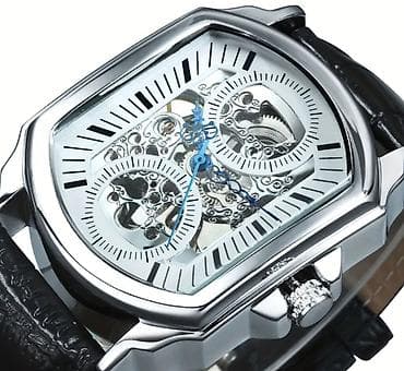 Kişi qol saatı – skeleton dizaynlı, mexaniki - Korpus: parlaq xrom