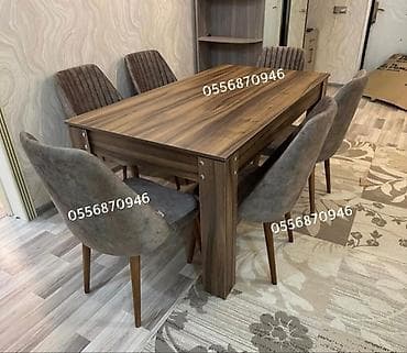Qonaq otağı üçün, Yeni, Açılmayan, Dördbucaq masa, 6 stul