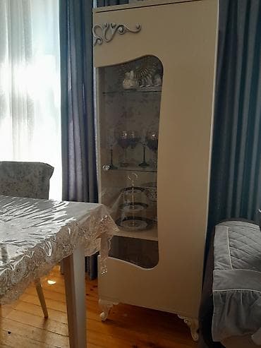 ucuz perde: Qonaq otağı mebel dəsti - Rəng: krem-bej, gümüşü dekorativ naxışlı — 4
