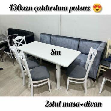 mətbəx ucun divan: ✔️Sifarişlə✔️ *✔️Kuxna üçün dest 1 masa 2 stul künc divan dəsti✨✨* ✔️ — 1