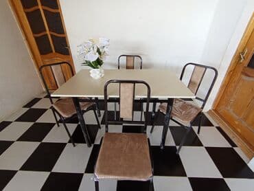 stol və stul: Qonaq otağı üçün, Yeni, Açılmayan, Kvadrat masa, 6 stul — 6