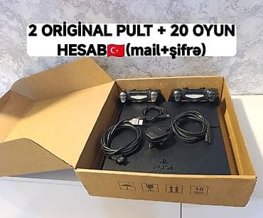 PS4 500gb əla vəziyətdə, zavod plombu üzərində, 2 original pult +20