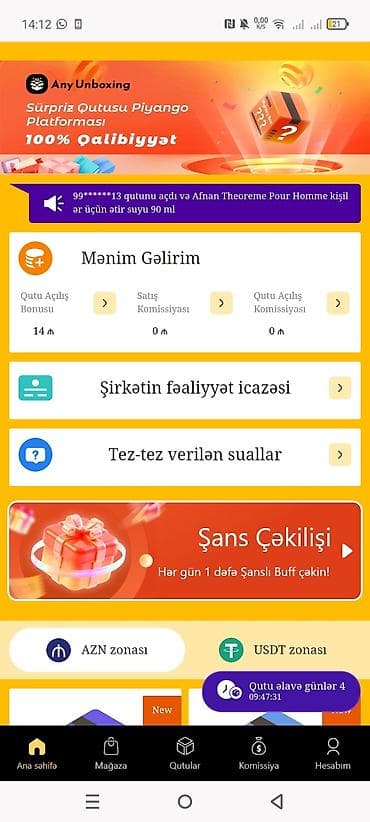 Any Unboxing – sürpriz qutusu piyango platforması Xidmətin