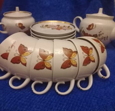 cayni servis: Çay dəsti, rəng - Ağ, Farfor — 4