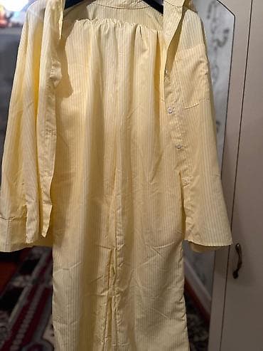 Костюмы: Sarı-ağ incə zolaqlı dəsti - Dəst: uzunqol köynək + şalvar - — 2