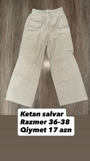 buggy şalvar: Ketan şalvar - Rəng: açıq bej - Material: ketan/parça, yüngül və — 1