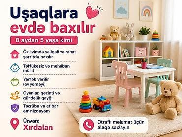 oyun alanı: Uşaqlara evdə baxılır – 0 aydan 5 yaşa kimi - Öz evimdə səliqəli və — 1