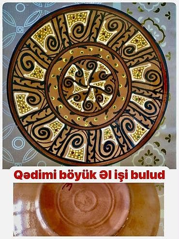 Qədimi antik şam qabları dəsti - Kompozisiya: 2 ədəd kəhrəba rəngli