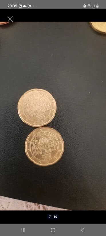 suvenir pullar: 20cent- 2eded; 5cent- 2eded; 2cent- 5eded; 1cent- 2eded. Avro xırda — 2