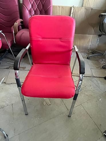ev damaşnik: Qırmızı ofis/kreslo stulu - Material: parlaq, asan təmizlənən süni — 1