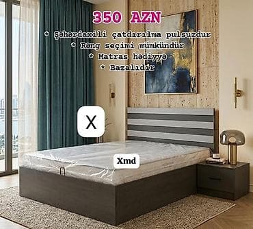 trimo mebel: 350 AZN Bazalı yataq dəsti: - Müasir dizaynlı başlıq: boz və tünd boz — 1