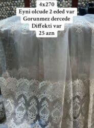 Tül pərdə – krujeva naxışlı, klassik dizayn - Ölçü: 4x270 sm - Eyni