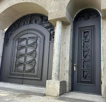 Дворовые ворота: Новый Железо Дворовые ворота, Механические, С дверью, цвет - Черный, Нет кредита — 9