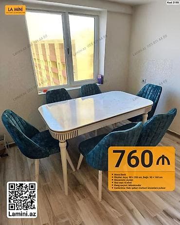 stol ustul: Mebel dəsti – masa və 6 ədəd stul - Model: La Mini (Kod: 3198) - — 1