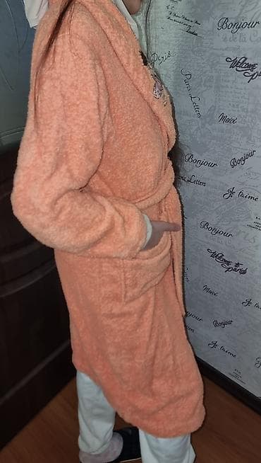 dəri baletkalar: Uşaqlar üçün yumşaq xalata – narıncı rəngdə, bədənə uyğun kəmərli — 2