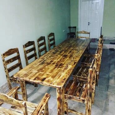 taxt doşəyi: Yeni, Kvadrat masa, Açılmayan, Stullar ilə, Taxta, Azərbaycan — 4