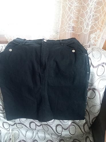 cins donlar 2020: Qara cins ətək - Model: Dizədək uzunluqda, düz kəsim cins ətək - — 4