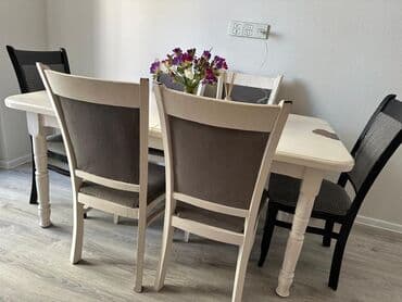 metbex stol stulları qiymetleri: Qonaq otağı üçün, İşlənmiş, Açılan, Dördbucaq masa, 6 stul — 2