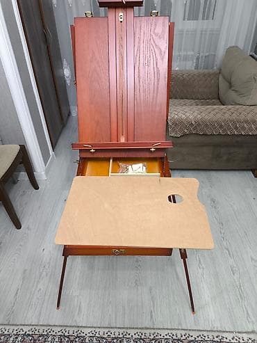 Taşınabilən rəssam molberti və boyaq çantası-kofresi - Material: ağac