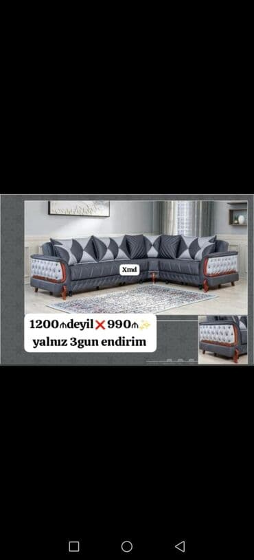 kunc divan metbex ucun: Yeni, Künc divan, Divan, Bazasız, Açılmayan — 1