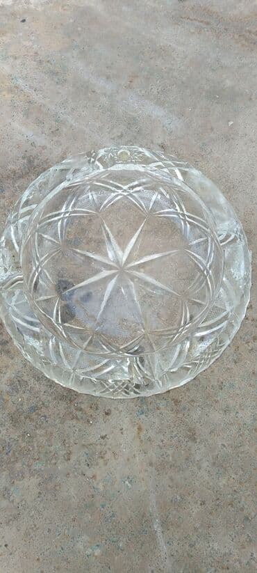 servis qablari: Şüşə kəsmə naxışlı meyvə/qəlyanaltı qabı - Material: şəffaf şüşə — 2