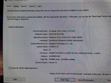 sazz problem: I3 10th
16 ram
gtx 1050 ti 4gb
qiymətdə endirim mümkündü — 8