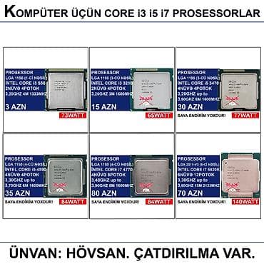 Kompüter üçün Core i3 i5 i7 Prosessorlar 📍Ünvan: Bakı şəh, Suraxanı at lalafo.az Kompüter üçün Core i3 i5 i7 Prosessorlar 📍Ünvan: Bakı şəh, Suraxanı