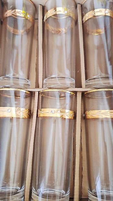 bezek esyasi: Stəkanlar, rəng - Qızılı, Şüşə, 6 ədədli dəst — 5