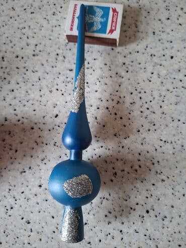 yeni il tapmacaları: Mavi rəngli Yeni il şam ağacı ucu (topper) 20 sm uzunluğu. 1 ədəd - — 2