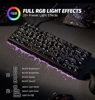 klaviatura apple: RGB işıqlanmalı mexaniki klaviatura (kompakt 65%/75% layout) Tepteze — 10