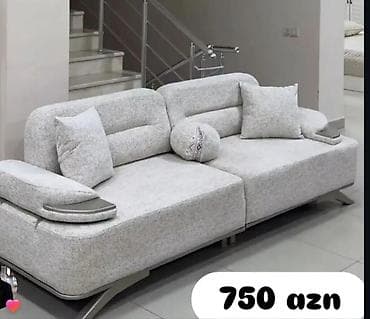 kreditle divan: Müasir dizaynlı ikioturacaqlı divan – 750 AZN - Rəng: açıq-boz — 1