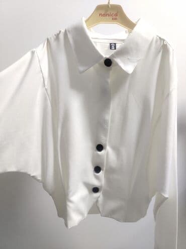 şalvar cins: Ağ rəngli qadın köynəyi/bluzu - Model: geniş kəsimli, “yarasa” tipli — 2