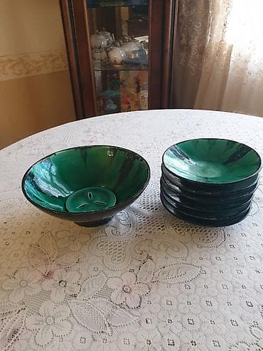 Nahar dəsti, rəng - Yaşıl, Keramika, 6 nəfərlik