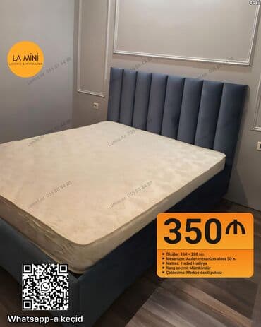 Məhsul: Yumşaq başlıqlı yataq və matras dəsti - Ölçülər: 160 x 200 sm