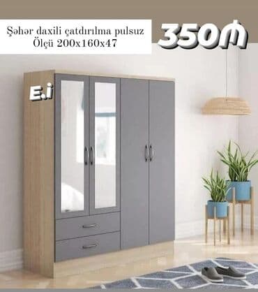 Dolablar: Açılan, 4 qapılı Düz dolab, Qarderob, paltar dolabı — 2