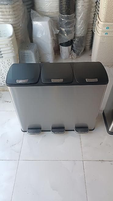 Tullantı qabları: Paslanmayan poladdan çeşidləmə zibil qutuları - Material: yüksək — 2