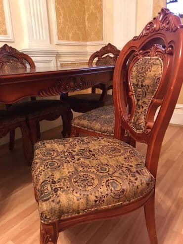 mətbəx ucun stol stullar: Malaziya istehsali 6 oturacag 1 masa klassik,ideal veziyetdedi.tecili — 4