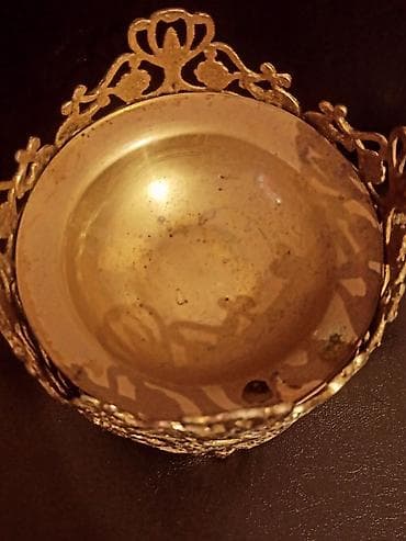 konfet qabı: Qızılı rəngdə dekorativ metal kasalı qab latun tökmə - Material — 4