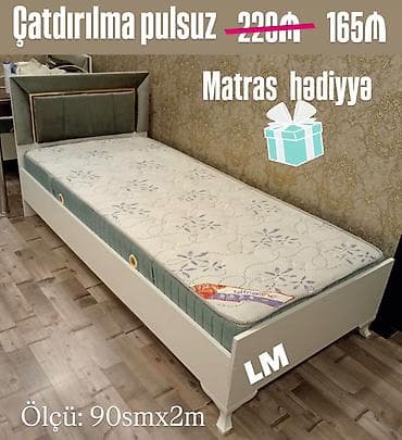 matras dosek: Tək çarpayı + matras hədiyyə - Ölçü: 90 sm x 2 m - Material: 18-lik - — 1