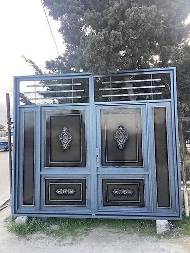resotka qapilar: Dəmir Həyət darvazası, Yana açılan, Mexaniki, Qapı ilə, rəng - Mavi — 2